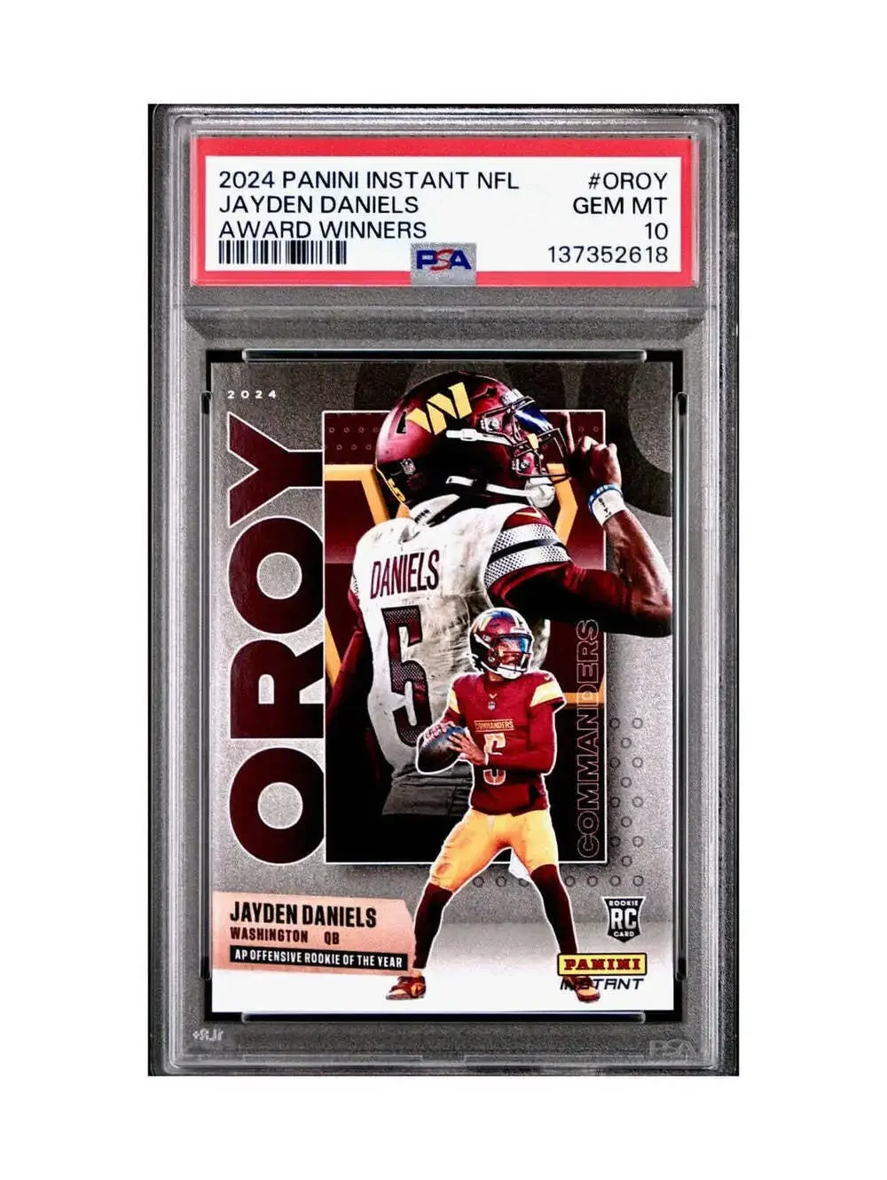 Jayden Daniels 2024 Panini NFL AP Offensive Rookie of the Year Commanders PSA 10